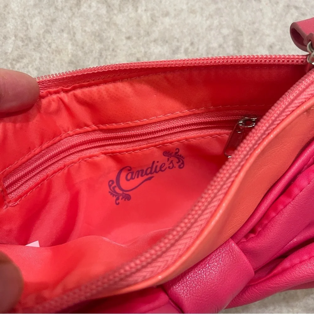 Candies Y2K 2000’s Fashion Bow Wristlet Zip Pouch Pink and Peach